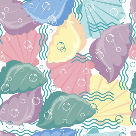 Abstract seamless pattern of multicolored shells.のイラスト素材