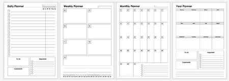Collection of minimalist life and business planner sheets vector graphic illustrationのイラスト素材