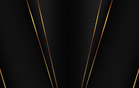 Black abstract background with gold line and dots graphic elements vector illustrationのイラスト素材