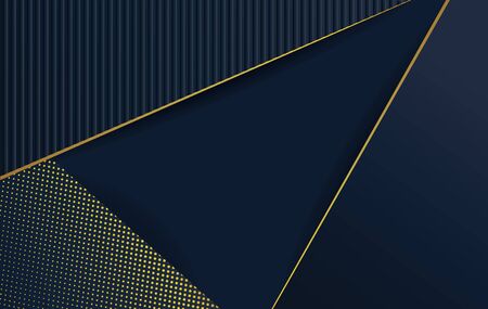 Vector colorful illustration abstract geometric background with gold triangle shapes. Futuristic golden and dark lines with dots minimal design element polygonal patternのイラスト素材