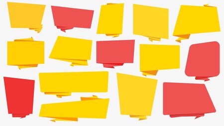 Set of web banners of different shapes. Bright templates, layouts for text or images. Yellow and red blanks.のイラスト素材