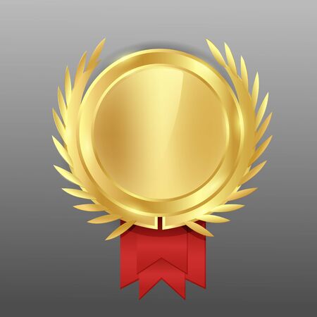 Gold round medal blank with wreath.のイラスト素材