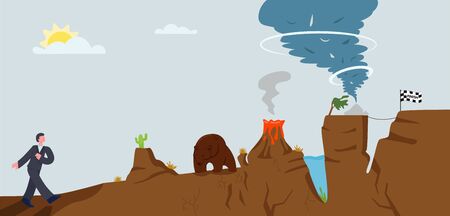 Business man overcome hard way to solution vector graphic illustrationのイラスト素材