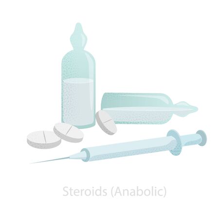 Cartoon medicine drug steroids and anabolic vector graphic illustrationのイラスト素材