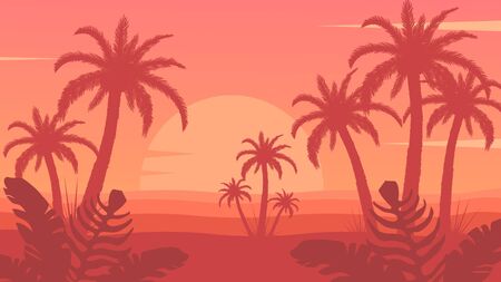 Tropical palm trees near sea or ocean.のイラスト素材