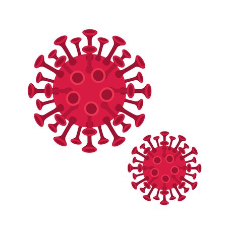 Set of small and big red coronavirus virion isolated on white backgroundのイラスト素材