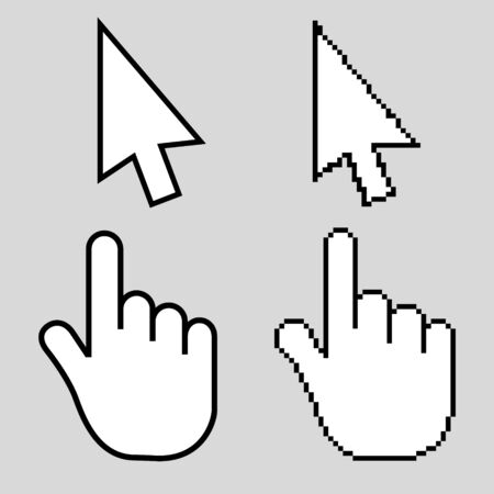 Hand cursor icon with an index finger and arrow.