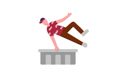 A man engaged in parkour. The concept of high-speed movemenのイラスト素材
