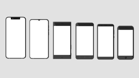 A group of touch smartphones from the latest to the initial model.のイラスト素材