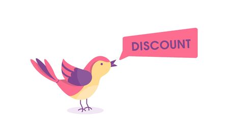 An early bird screaming about sales. Marketing doodle art design made in colorful, colored colors. The concept of retail, sales, business transactions.のイラスト素材