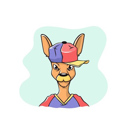 Funny keguru face in a baseball cap. The illustration is made in the style of cartoonのイラスト素材