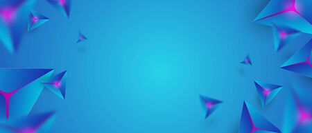 Blue futuristic background triangles. Triangles crystals with red glow modern vibrant gradient digital wallpaper, colorful vector texture smooth blurry glow abstract web map.のイラスト素材