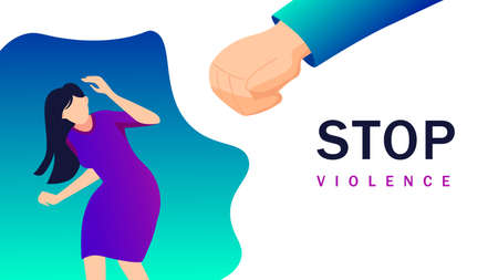 Stop violence and bulling of women illustration. Abuse of suppression harassment and against weaker...