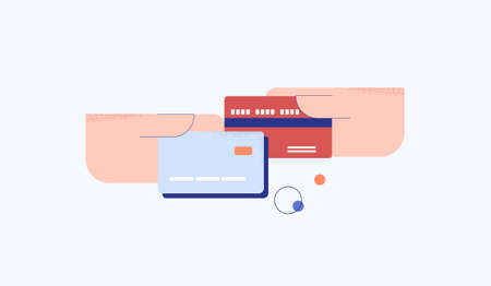Credit payment shop delivery illustration. Online prepayment with product card in basket indication...