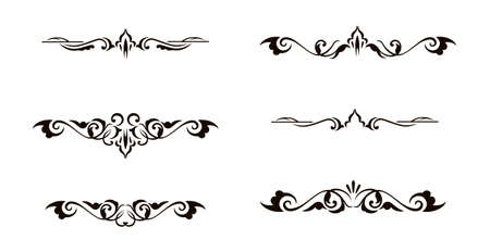 Heraldic vintage pattern. Black ornament in rich victorian style retro geometric twists on white background vintage baroque and renaissance graphic art elegant floral vector swirls.のイラスト素材