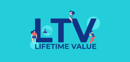 LTV lifetime value. Client base protection and successful financial income distribution corporate business protection of retail product industrial loans and countering vector crisis.のイラスト素材
