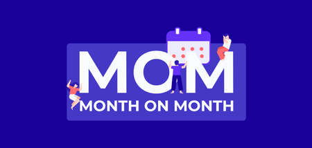 MOM month on month. Calendar dates of profitable trade and successful financial income distribution corporate business protection of retail product industrial loans and vector countering.のイラスト素材