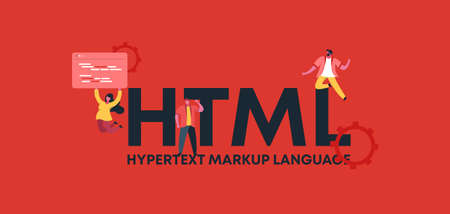 HTML hypertext markup language. Development of online language applications digital graphic scripts...