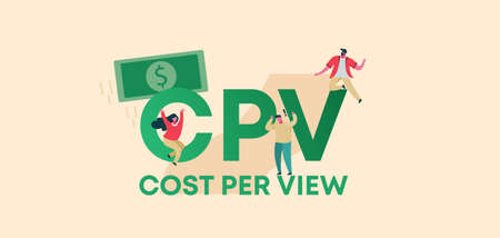 CPV cost per view. Technology of profitable trade successful financial income distribution corporate business protection of retail product industrial loans and countering vector crisis.のイラスト素材