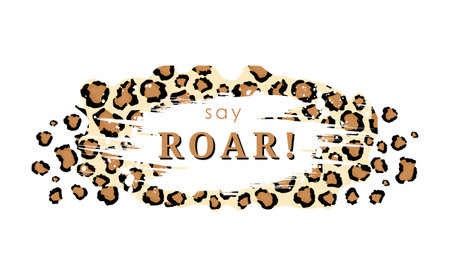 Say roar tiger skin tracery background. Yellow panther spots with black cheetah camouflage outlines in white color leopard vector scheme.のイラスト素材