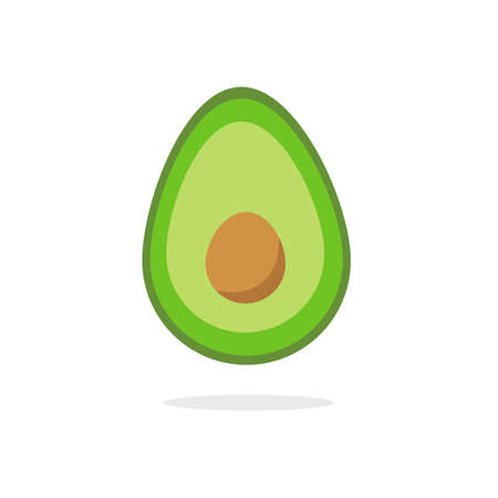 Half avocado with bone. Organic green vegetable for vegan wholesome food ripe natural tropical pulp full of vector vitamins and mineralsのイラスト素材