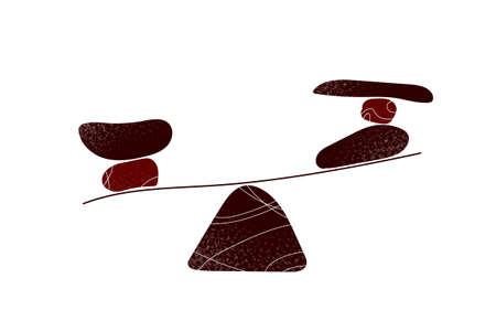 Abstract balance scales. Minimalistic geometric shapes balance on edge of line simple harmony and...