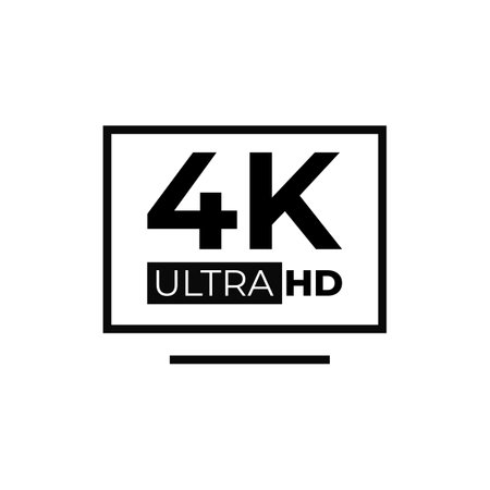 Resolution 4k ultra hd icon. Black digital symbol of new generation video technology with high quality vector formatのイラスト素材