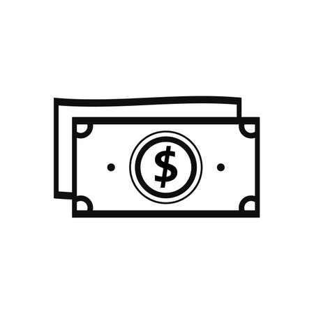 Paper money icon. Black financial cash for payment and investment with loans in profitable banking vector transactionsのイラスト素材