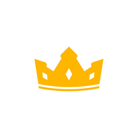 Gold crown icon. Drawing yellow heraldic diadem of royalty and power with luxury decoration in vintage medieval vector styleのイラスト素材