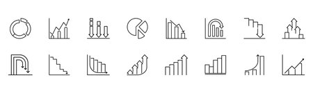 graph diagram chart icon growth increase decrease up downのイラスト素材