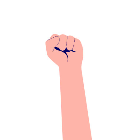 Raised fist. Symbol of revolutionary protest and riot with concept of resistance and demonstration of collective vector strikeのイラスト素材