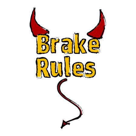 Red horns and demonic tail brake rules. Attributes of demonic creature for Halloween and themed...
