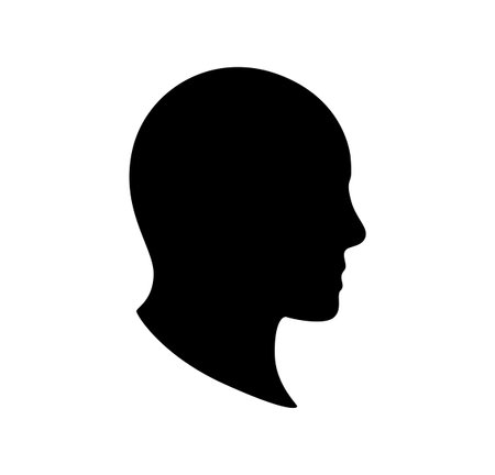 Silhouette of human head in profile. Black face sketch for artistic abstraction and designation of anonym in web social vector networksのイラスト素材