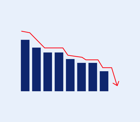 Falling financial chart. Economic collapse and bankruptcy with decline in financial investment and...