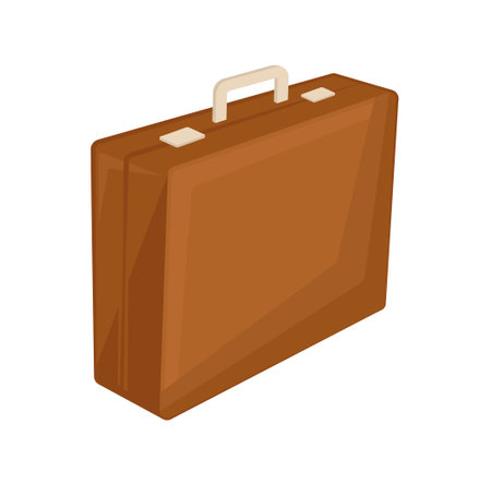 brown briefcase with golden lock case leather vectorのイラスト素材