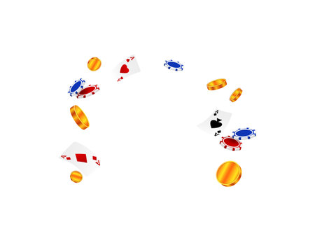 Explosion of gold coins with place for text on transparent background, vector illustrationのイラスト素材