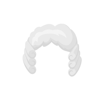 Renaissance wig template. Curly curled headdress for aristocrats and carnival with traditional hairstyle and medieval vector styleのイラスト素材