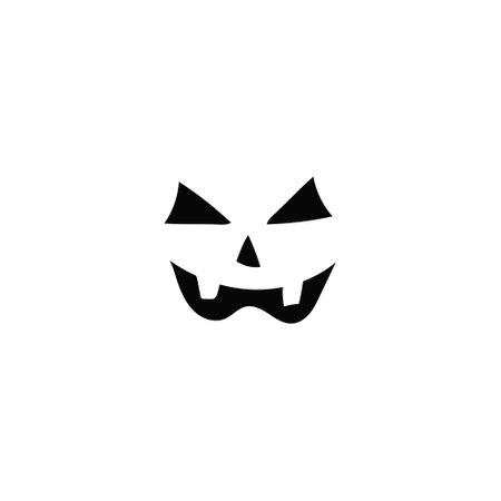 Grin of evil halloween pumpkin. Evil lantern smirk for celebration as devilish decoration and emotional expression of vector evilのイラスト素材