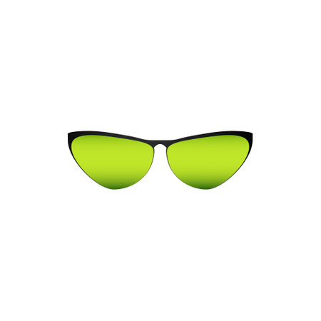 Elegance green sunglasses. Fashion accessory to protect eyes from sun with stylish lenses and plastic vector frames.のイラスト素材