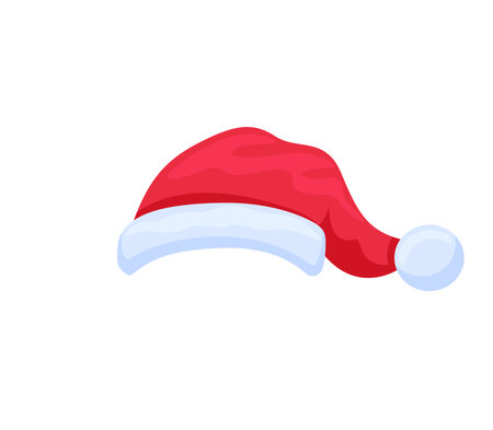 Santa claus hat template. Festive decoration for christmas and new year celebration with merry parties and traditional vector giftsのイラスト素材