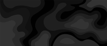 Dark abstract vector liquid black deep map background. Black wave curvy backdropのイラスト素材