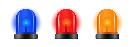 Emergency warning 3d siren. Police light alert flasherのイラスト素材