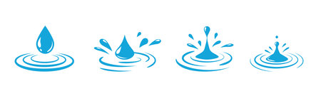 Water droplet fall fx logo animation. Moisture drop ripple icon vectorのイラスト素材