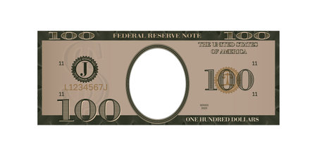 100 dollar fake banknote template. US fake cash note. Game joke moneyのイラスト素材