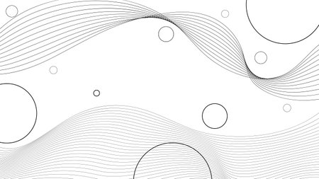Abstract curve wave and circle background. Futuristic wavy geometric shape with digital flowing presentation and creative vector bannerのイラスト素材
