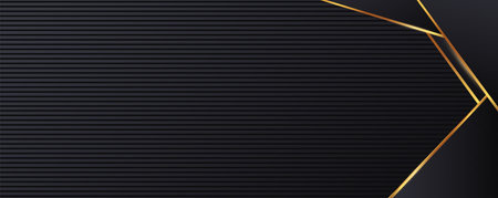 Chromed black mesh with gold edging stripes background. Metal yellow and dark stripes with minimal tracery design decorative vector ornamentのイラスト素材