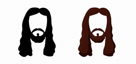 Jesus Christ face historical person silhouette vector portraitのイラスト素材