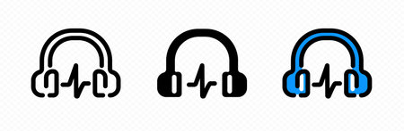 Vector music headphones icon. Dj earphones sound iconのイラスト素材
