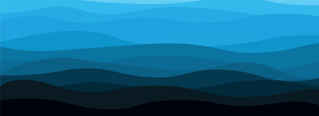 Sea curve blue wave background. Futuristic ocean wavy abstract shape with digital flowing...