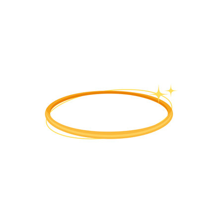 Golden halo with stars. Angelic round circle with yellow glow light and holy ring with religious decoration vector worldのイラスト素材